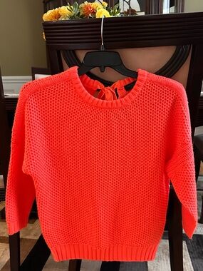 Ted Baker Neon Coral Scoop Neck Knit Sweater with Back Tie.Worn once!